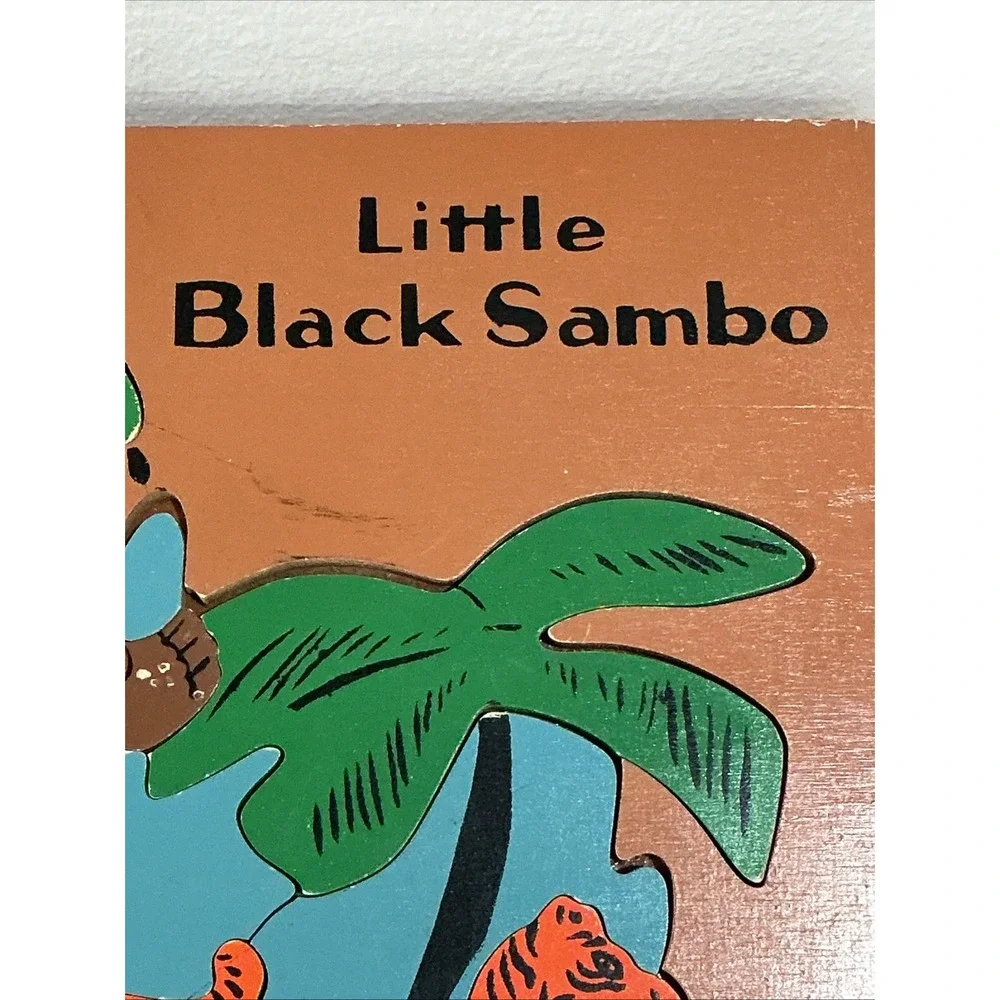 Vintage Sifo Little Black Sambo Wooden Inlay Puzzle Kids  Tiger Tray Puzzle